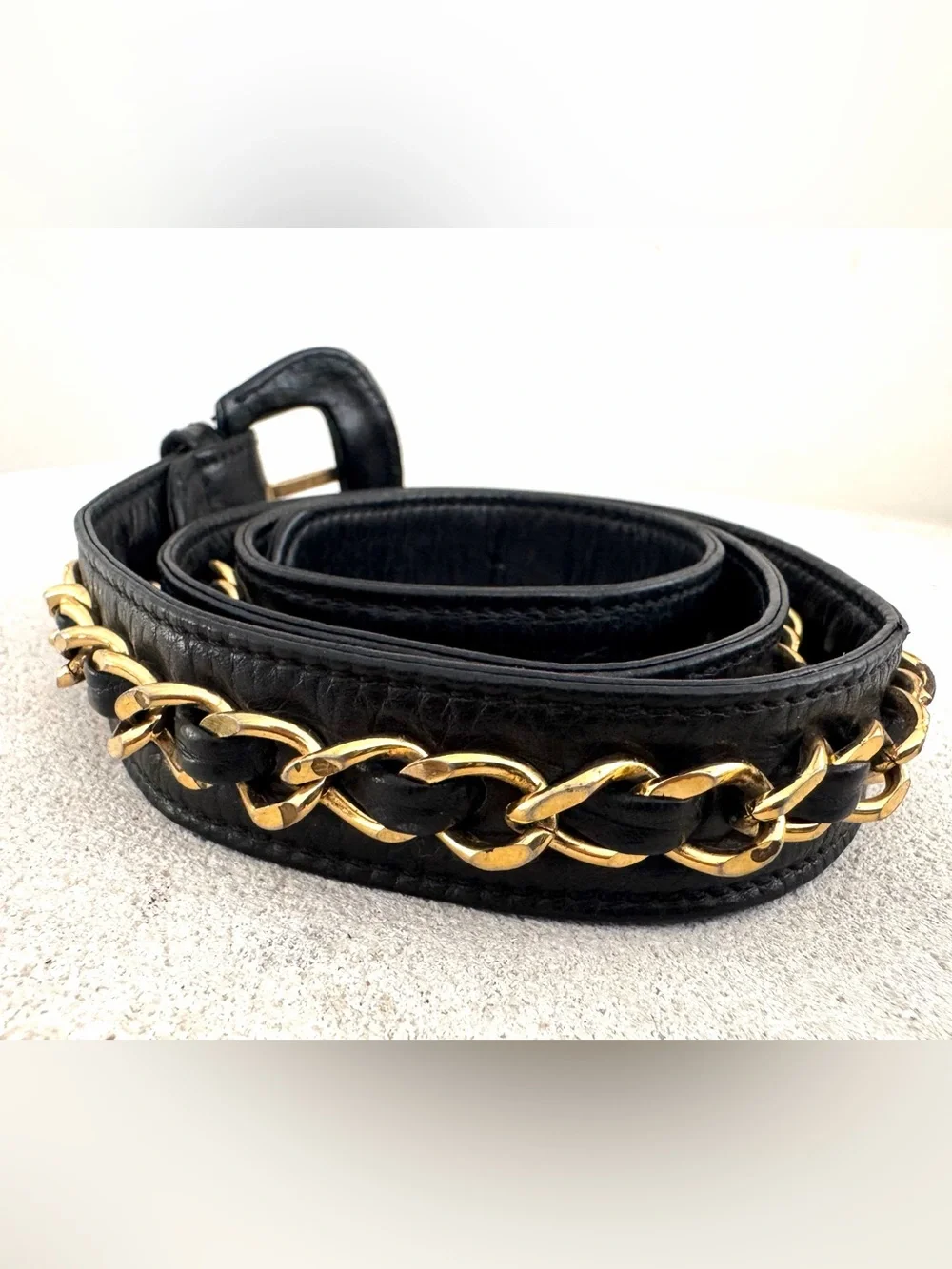 CHANEL CC Turn Lock Lambskin Belt Bag Bum Bag Black Vintage 75/30 COA
